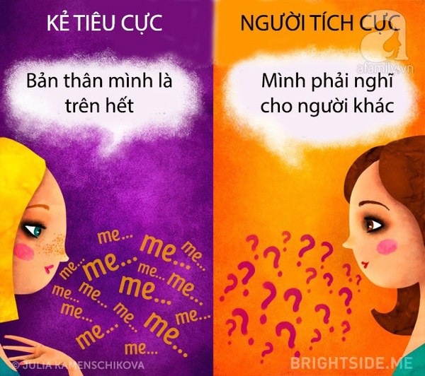 Sự khác biệt giữa kẻ tiêu cực và người tích cực